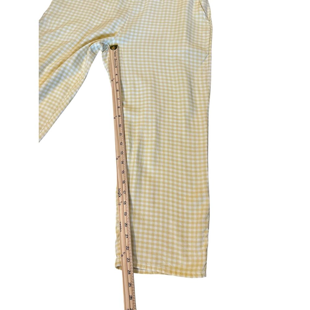 RVCA Women’s Yellow Gingham WideLeg Overalls Size M Cottagecore Picnic Coastal - Picture 11 of 13